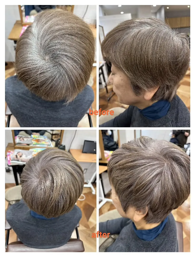 白髪染めをやめていきたいお客様のご希望により、milbonヘ...